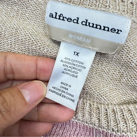 NEW Alfred Dunner Women's Beige and Pink Sweater size 1X Knit Pullover - Picture 10 of 13
